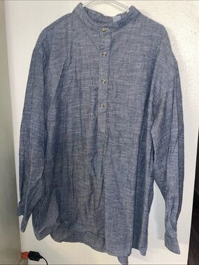 Men's Blue Mandarin Collar Dress Shirt